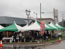 雨の中の春爛漫市