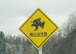 熊注意の道路標識